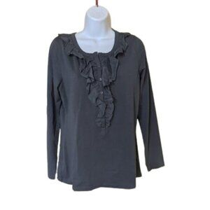 Black Long Sleeve Top with Ruffles Size Large